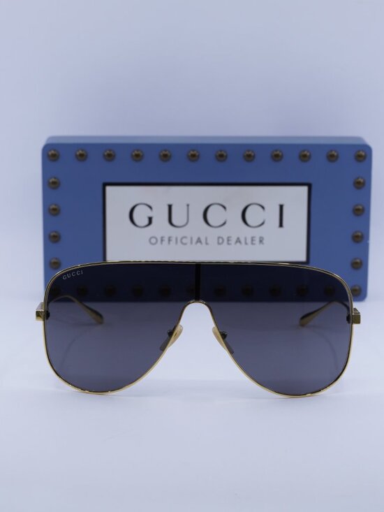 Gucci GG1436S 001 Shield Sunglasses - Yellow Gold/Grey main image 12